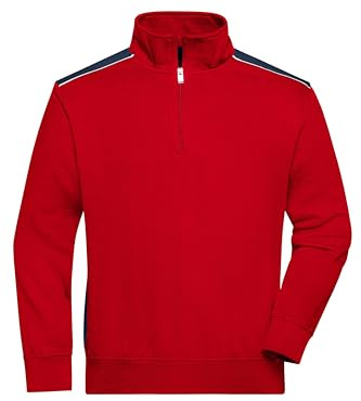 James & Nicholson Workwear Zip Sweat - Hochwertiges Sweatshirt in Kontrastoptik
