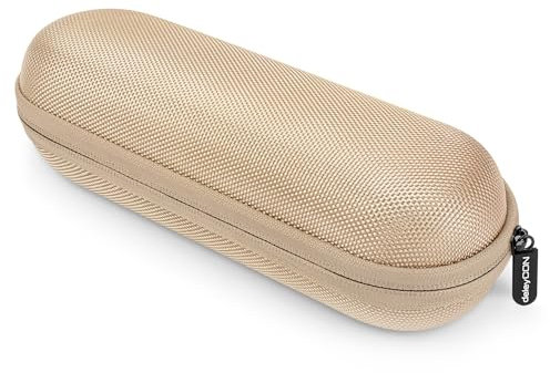 deleyCON Reiseetui Aufbewahrungsbox Reisebox Hartschalentasche Hardcase Schutz Hülle Reisetasche mit Netztaschen für elektrische Zahnbürsten Rasierer Kämme Pflegeartikel Kosmetik - Mattgold