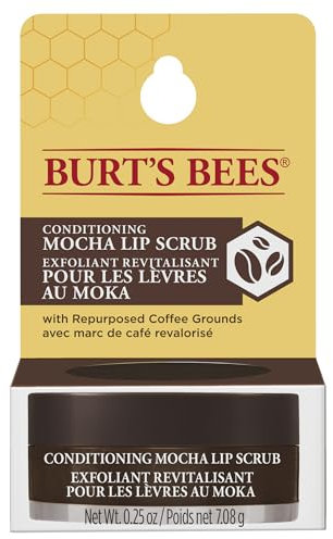 Burt's Bees Conditioning Mocha Lip Scrub and Exfoliator, With coffee grounds & Beeswax, to Exfoliate and Nourish Lips, 7g