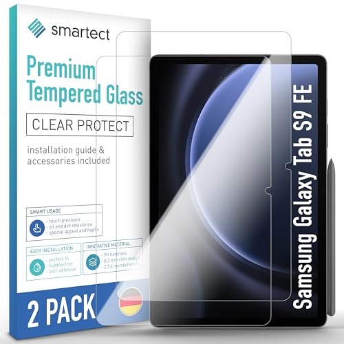 smartect Schutzglas 2 Stück für Samsung Galaxy Tab S10 FE / S9 FE | HD Panzerfolie Anti-Kratzer, Displayschutz 0.3 mm Ultra-klar, 9H Härte, Stoßfest, Blasenfrei