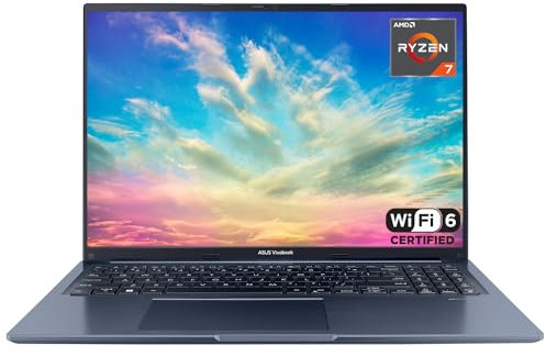 ASUS VivoBook 16 Laptop, 16” WUXGA (1920 x 1200) Screen, AMD Ryzen 7 5800HS, 40GB RAM, 2TB PCIe SSD, Webcam, HDMI, Wi-Fi 6, Windows 11 Home, Blue