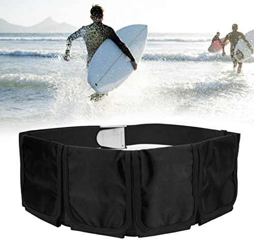 Scuba Gewichtsgürtel, 4 Taschen Tauchen Gewicht Tasche Beutel, Tauch-Gürtel Schnorchelgürtel mit Edelstahlschnalle, verstellbarem Gurtband Gewichtstasche Tauchergürtel für Freitauchen, Tauchzubehör