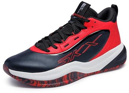 Skechers Herren Basketball Skx League Sneaker, Schwarz/Rot, 42.5 EU