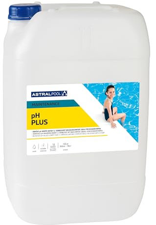 Astralpool pH Plus flüssig 20 Liter - Professioneller pH-Heber Liquid für Pool, Whirlpool, Dosieranlage und Salzelektrolyse mit Kalkschutz, optimale pH Regulierung