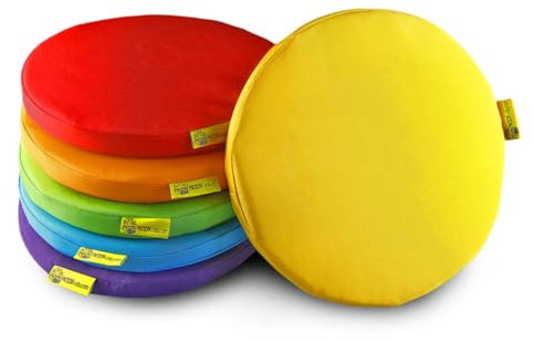AKSON EDU.COM Farbenfrohes Stuhlkissen 6er Set rund Ø30cm Höhe 3cm Sitzkissen Boden Sitzkissen Kinder – Ideal für Kindergarten & Schule Bodekissen Rund & Boden Sitzerhöhung Stuhl Kinder