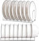 WHAPELQ Paquete de 2 estantes de almacenamiento de platos, estante para platos, organizador de armarios de cocina, ollas y sartenes, escurridor de acero inoxidable, organizador de armario de cocina