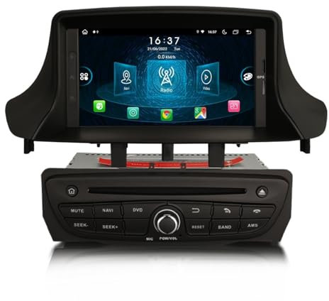 7 Zoll IPS Bildschirm 4GB+64GB Acht Kern Android 14 DAB+ Autoradio mit Bluetooth 5.0 Für Renault Megane Ⅲ Fluence mit GPS Navigation Unterstützt Wireless CarPlay Android Auto WiFi CANbus SWC DVD USB