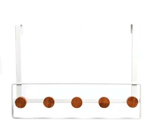 Swan Household Over Door Hook with Bamboo Knob Over Door Hanger Door Hangers for Space Saving Over Door Organizer Rack Door Hanger Storage for Hanging Coats, Towels, Hats (White)