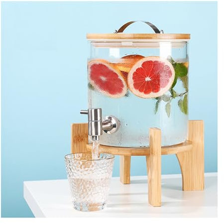 dispensador de bebidas de vidrio, dispensador de jugo BBQ, picnics, fiestas en la piscina y eventos sociales,de bebidas para tetera de frutas para hacer té helado,5L