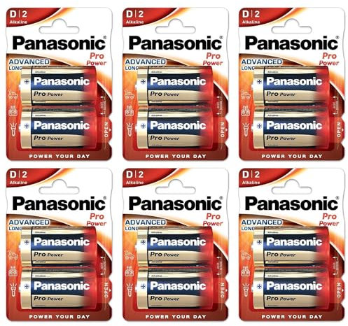 PANASONIC Confezione da 6 blister da 2 batterie alcaline Pro Power Gold LR20 / D, 1,5 V