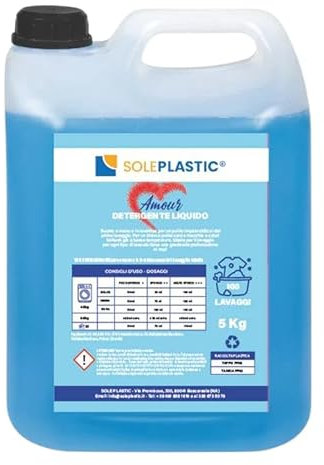SOLEPLASTIC Detersivo Lavatrice Amour Adatto Anche Per Lavaggio Manuale Detersivo Liquido Lavatrice Tanica Da 5 Litri Ideali Per Tessuti Naturali E Sintetico (1)