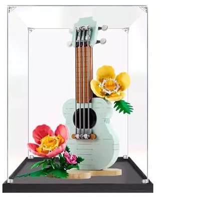 TRUSTFAR Staubdichte Acrylvitrine für LE-GO 31156 Tropical Wind Ukulele Baustein-Modell, transparente Box, Displaybox kompatibel mit Le-go 31156 (kein Modell) (2 mm) schwarz