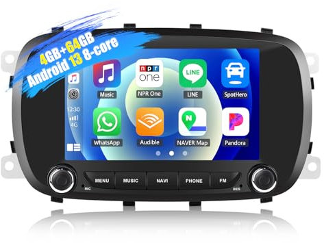 SIXWIN 4+64G 8-Core Android 13 Radio Coche para FIAT 500X 2014-2020 con CarPlay Android Auto DSP,9 Pulgadas Pantalla Táctil,1280 * 720,con GPS WiFi BT USB FM RDS Radio Mirror Link