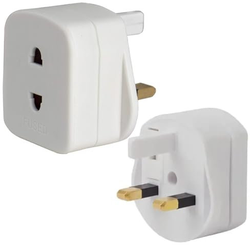 Toothbrush Adapter Plug UK European to UK Plug Adaptor 3 pin to 2 pin Adapter with 1A Fuse For Electric Toothbrush Charger Shaver Adaptor Plug Razor Epilators Bathroom Socket Shaver Converter White