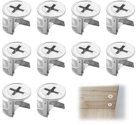 15mm x 12mm Cam Lock Nut, 10 Pcs Furniture Connector Cam Locks, Alloy Eccentric Wheel Lock, Fixing Screws Accessories for Drawer Wardrobe Table