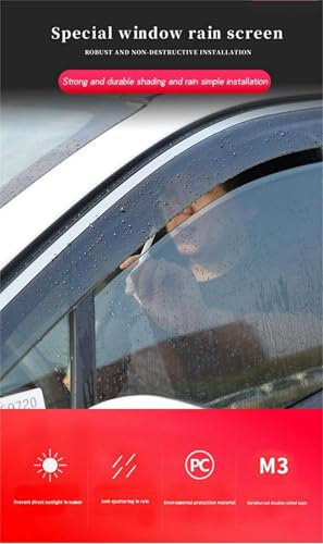 FFSWQAZ4A1 Windabweiser für VW Caddy MK3-2K 2005-2019 PC 2PCS, Vorne und Hinten, Regenschutz, Sonnenschutz, Autofenster-Zubehör, Deflektor