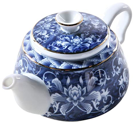 BEBEMOKO Blau-weiße Porzellan-Teekanne, chinesischer Stil, Teekanne, Keramik-Teekanne, perfekt für Zuhause, Büro, Outdoor