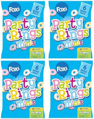 Fox's Party Rings Mini Biscuits Multipack (6 x 21g) - 126g. | Mini Doughnuts Biscuits |Snack Treat By Snackify | Lunch box kids Lover | Available for Kids Birthday Hamper & Gift (Pack of 4)