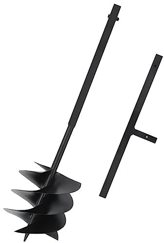 AJJHUUKI Hardware, Werkzeuge, Bohrer, Erdbohrer mit Griff, 250 mm, Stahl, Schwarz