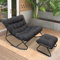 HavenGlide Schaukelstuhl Schaukelsessel Extra Groß - mit Kissen und Hocker | Outdoor Schwingsessel aus Metall | Bequemer Relaxstuhl bis 150 kg Belastbar für Wohnzimmer Terrasse Balkon Garten-Grau