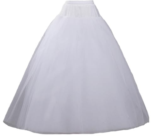 RULTA Women's A-line 4-layer skirt Hoopless Petticoat Crinoline Underskirt White for wedding dress bride's ball dress (4-layer Hoopless Petticoat)