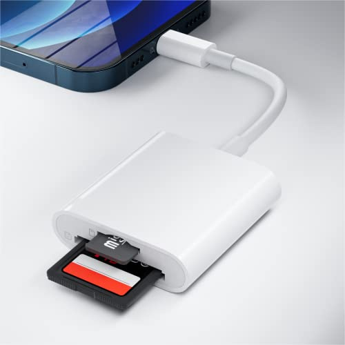 SD Card Reader for i- Phone i- Pad, 2 in 1 Memory SD Card Reader Adapter, Camera Card Viewer Memory Card Reader Supports SD and TF Cards, Memory Card Adapter for Windows Mac OS Desktop Laptop