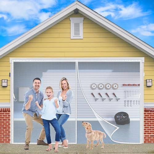 Mosquitera Puerta Magnetica Cortina, 290x290cm Puertas Cortina, Mosquitera para Puerta Magnética con Cinta de Magic Tape Adhesiva Fácil de Instalar JPP1k Blanco