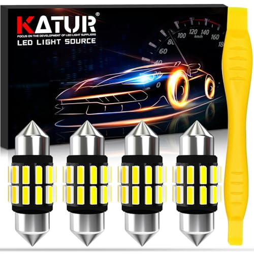 KATUR Lampadina C5W LED, 31mm 1.22'' Canbus Festone LED 12V 24V 6000K Bianco Xenon 3175 DE3175 DE3021 3022 3021 Lampadine Auto Cupola Scheda Tronco Luce di Cortesia, 4pcs
