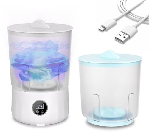 Lavadora de ropa interior, calcetines portátiles, lavadora compacta inalámbrica, recargable, doble cubo, mini máquina de 2 litros, bañeras aisladas biónicas, tecnología de lavado a mano para viajes