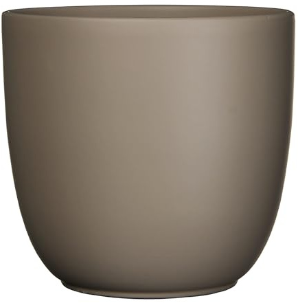 Annastore Blumenübertopf AVA aus Keramik Pflanztopf Blumentopf Keramiktopf Übertopf für Blumen (Taupe-Matt, H 23 cm - Ø 25 cm)