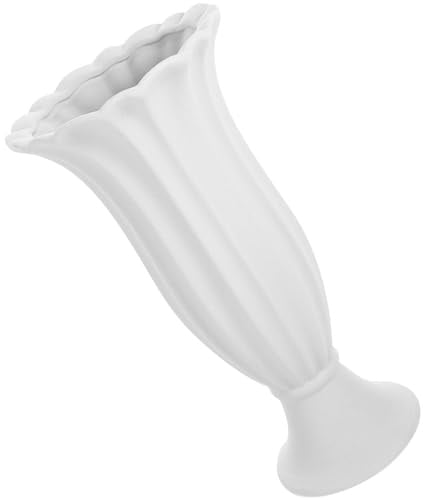 Jarrón Decorativo de Cerámica Resistente al Clima para Cementerio | Porta Flores para Tumbas, Uso Funerario y Exterior, Adecuado para Flores, Acabado Blanco Claro