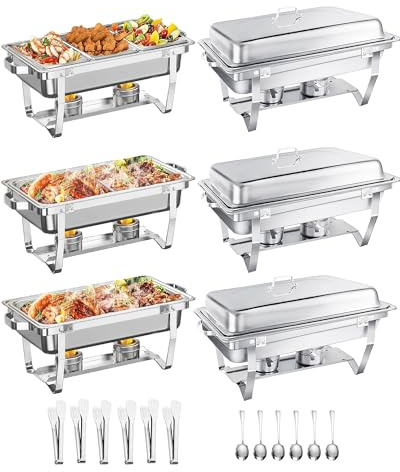 WENMILY Chafing Dish Buffet Set 9L,6pcs Contenitore Acciaio Inox,Argento