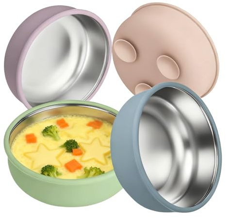 Générique Leak Proof Feeding Supplies | Suction Bowl | 4 Pieces Detachable Non Slip Container For Nursery Feeding Family Weaning Kitchen Home Personal Mealtime Dining