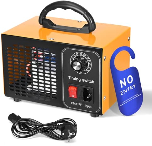 Generador de Ozono 60000mg/h, Purificador de Aire Ozonizador con Temporizador 60min, 400㎡ de Cobertura, 4 Placas de Ozono de Cerámica, Ozonizador Industrial O3 Portátil para Casa Coche Garaje