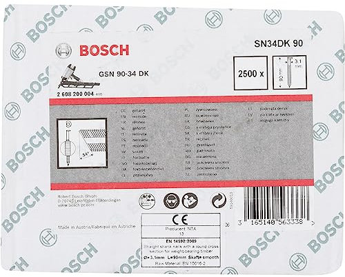 Bosch 2608200004 Clou pour carton bitumé lisse 2500 Pièces Gris, 90 x 3,1 mm,x90xmm