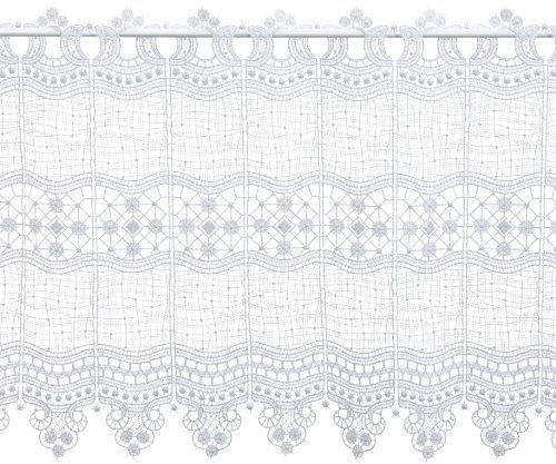 Plauener Spitze by Modespitze, Store Bistro Gardine Scheibengardine mit Stangendurchzug, hochwertige Stickerei, Höhe 45 cm, Breite 144 cm, Weiß