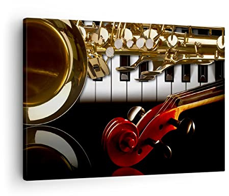 Bilder auf Leinwand Klaviertasten Musik Instrumente Leinwandbild 70x50cm Wandbilder Dekoration Wohnzimmer Schlafzimmer Küche Deko Klein Wanddeko Bild Wand Kunstdruck Art Wall Decor Canvas AA70x50-2679