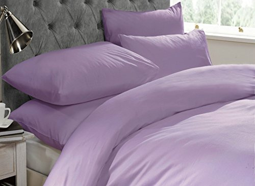 Artistic Fashionista 5* Luxury Hotel Quality 200Thread Count EGYPTIAN COTTON PLAIN DUVET COVER SET (Double, Lilac)