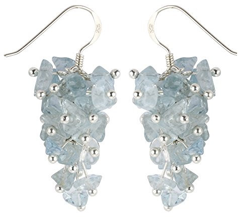 Ohrringe Ohrhänger in Traubenform Aquamarin & 925 Silber blau hellblau Damen