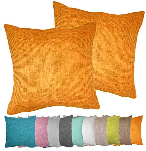 Moon Luxury Doppelpack Kissenhülle in Struktur-Optik Chenille garngefärbt 2 x Kissenbezug 40x40 cm orange