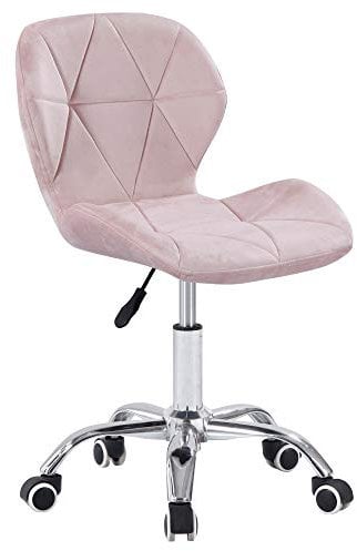 Charles Jacobs Home Office Swivel Computer Desk Chair with a Height Adjustable Chrome base and Wheels - Pink Velvet