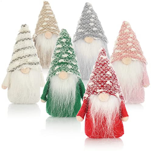 com-four® 6X Premium Weihnachts-Wichtel 14cm - Weihnachtsdeko - winterliche Zwergen-Figur - Dekoartikel - skandinavische Deko-Trolle - schwedischer Gnom mit Bart und Wintermütze