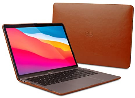 Dreem Euclid MacBook Air Case - Housse Rigide pour Ordinateur Portable 13 Pouces MacBook Air 2020-2018 (Retina, M1, M2, M3, M4), Cuir végétal de Luxe, Couverture supérieure et inférieure [Caramel]