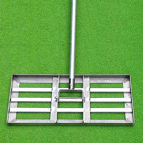 FZYE Golfgarten-Rasen-Rasen-Planierrechen – Edelstahl-Bodenplatte mit langem Griff – Boden- oder Schmutzflächen leicht ebnen – Anzug für Yard-Golf-Rasen-Planierung und -Planierung