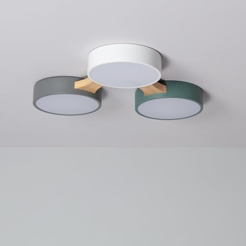 LEDKIA LIGHTING - Plafón LED para Cocina, Comedor, Habitación, Baño Sams | 30W Potencia | CCT Temperatura Seleccionable | Madera y Metal | 2700 lm Flujo Luminoso | Fácil Instalación, Multicolor