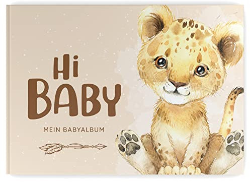 Babyalbum - Mein erstes Jahr, Junge Mädchen, Album zur Geburt, Baby-Tagebuch, schönsten Momente und Erinnerungen zum Auszufüllen auf 104 Seiten (ohne Personalisierung, Löwe)