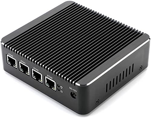 Firewall Micro Appliance,Fanless Mini PC with Intel Celeron J4125 Quad Core,4 Intel I225 Gigabit Lan,VGA/HDMI/USB,AES-NI,8GB Ram,64GB mSATA SSD