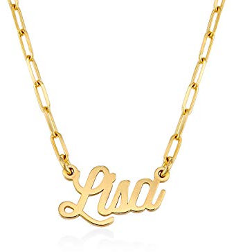 MYKA - Personalisierte Büroklammer Skript Name Halskette - Benutzerdefinierte Namensschild Schmuck für Sie, Frau, Frauen - Geschenk für Muttertag, Geburtstag, Weihnachten