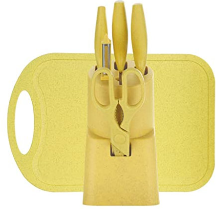 DFDFSFG Knife Block Complete Set Knife Block，Countertop Knife Holder With Small Cutting Board Knives/scissors Kitchen Household Security Storage Orderly (Color : Yellow-8.7)