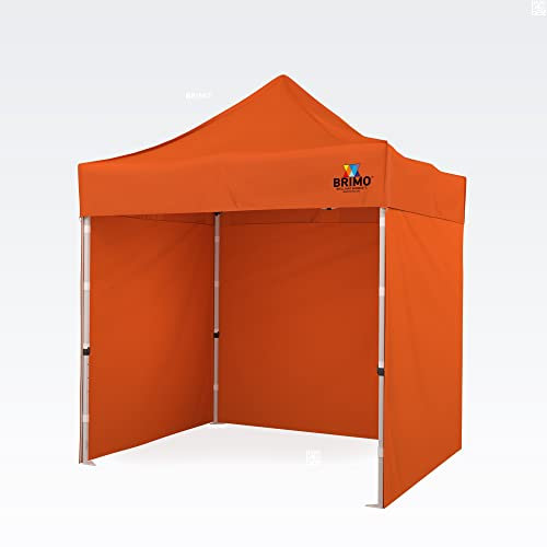 BRIMO Festzelt 100% Wasserdicht mit 3 Seitenteilen - 5 Jahre Garantie (2x2 m, Orange)